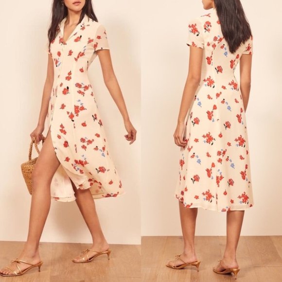 Reformation Dresses & Skirts - Reformation Sheila Floral Shirtdress Women’s Cream